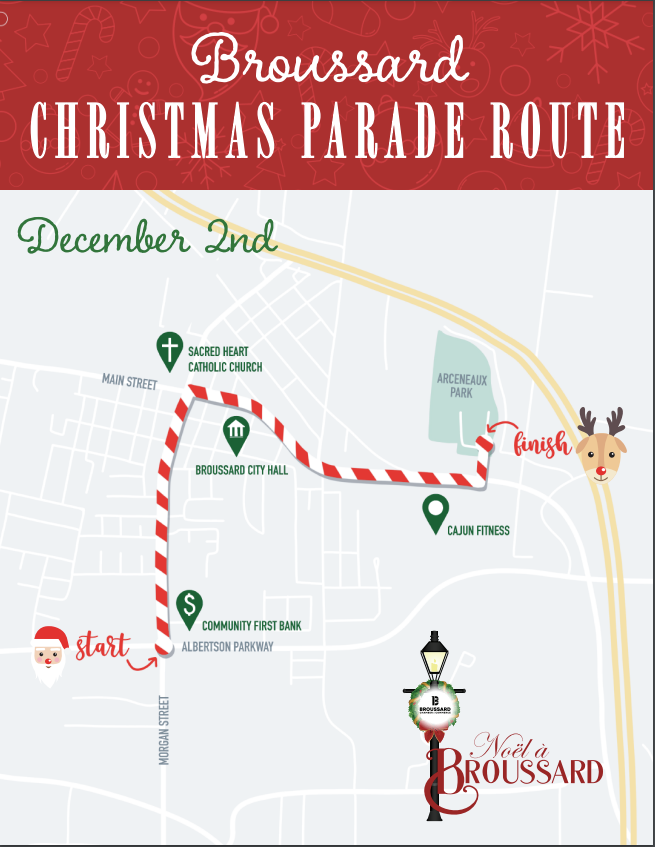 Noel a Broussard Parade Map 2023