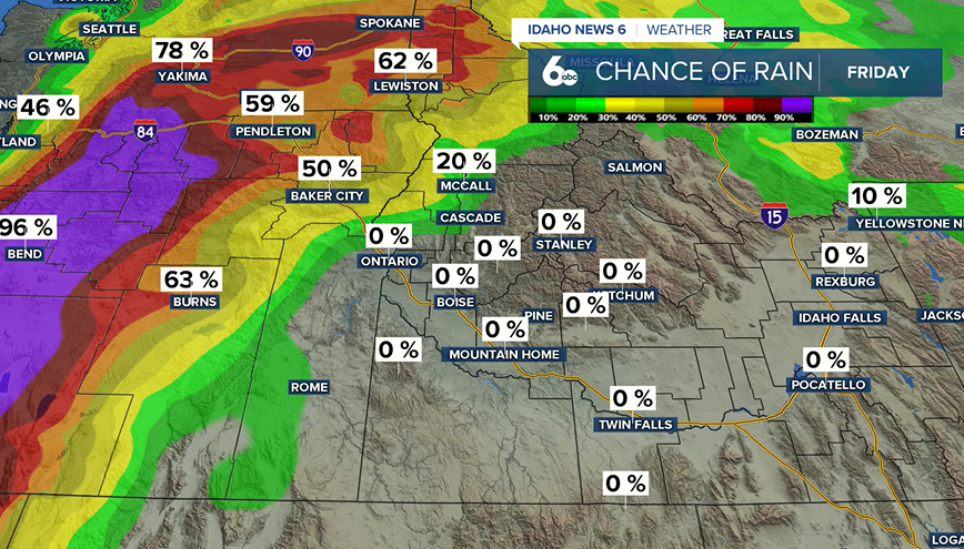 Chance of rain on Friday