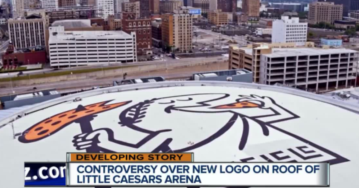 Logo On Detroit S Little Caesars Arena Rooftop Stirs Up Internet
