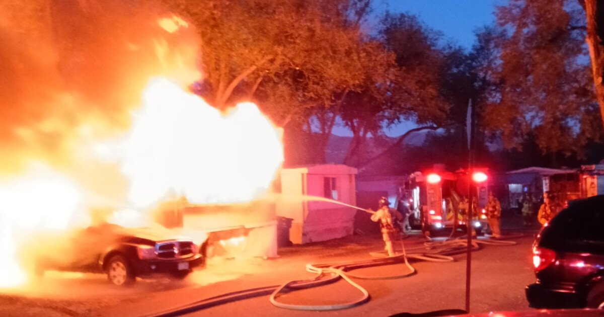 CSFD responds to a mobile home fully engulfed in flames on Thursday
