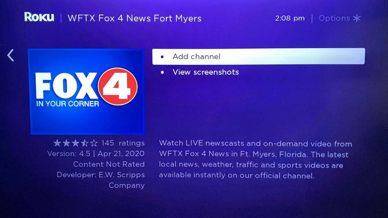 Add WFTX FOX 4 News app to Roku