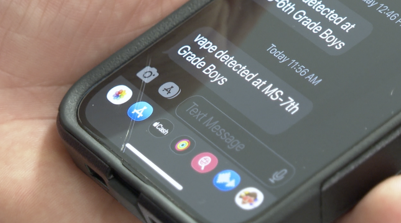 Text message sent to teachers that a vaping detector has been activated