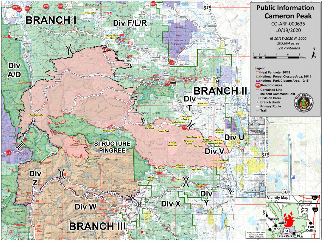 Cameron Peak Fire map Oct 19 2020