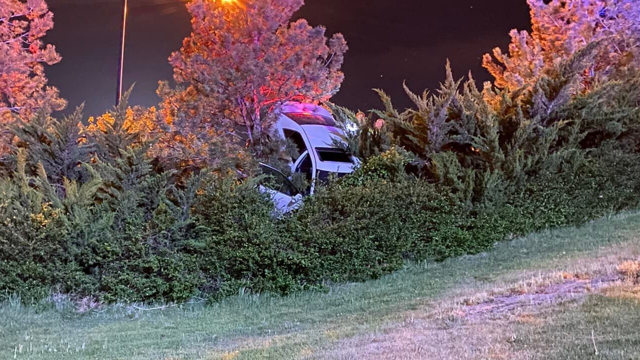 Pleasant Grove car stuck in tree