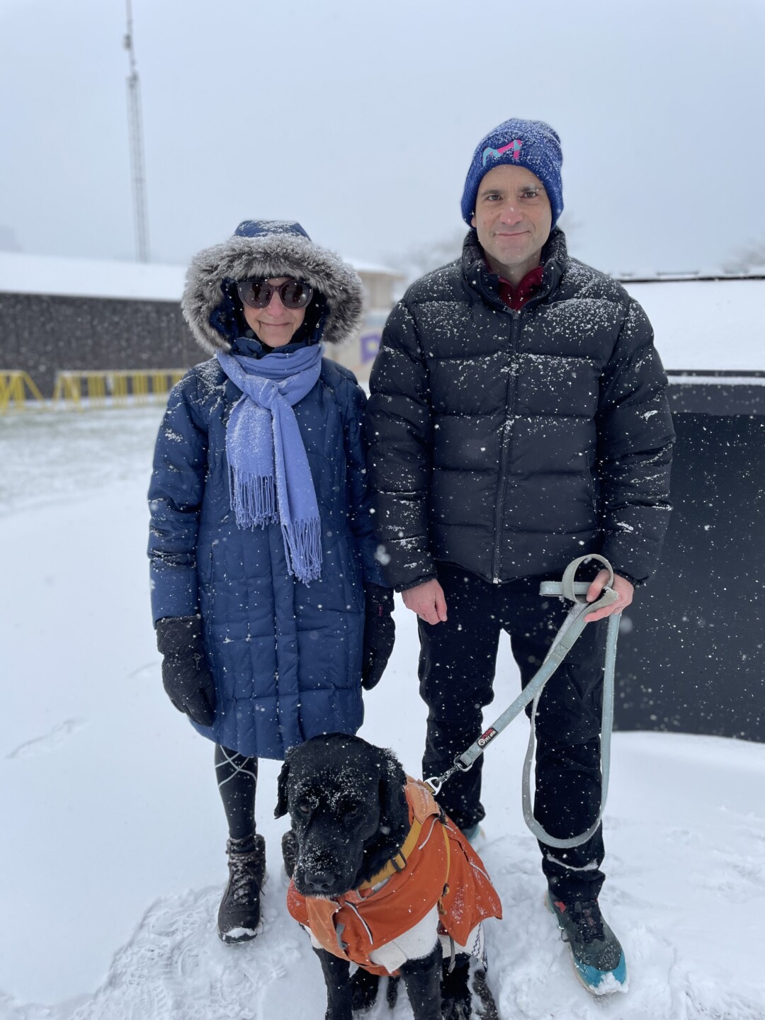 Carol Dorau and Douglass Harris w/ Dog Denali