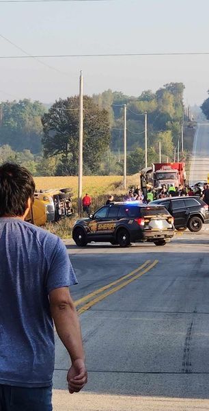School bus rollover crash near Random Lake.