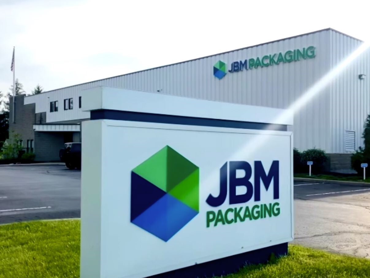 This photo shows the exterior of JBM Packaging's facility in Lebanon, Ohio. 