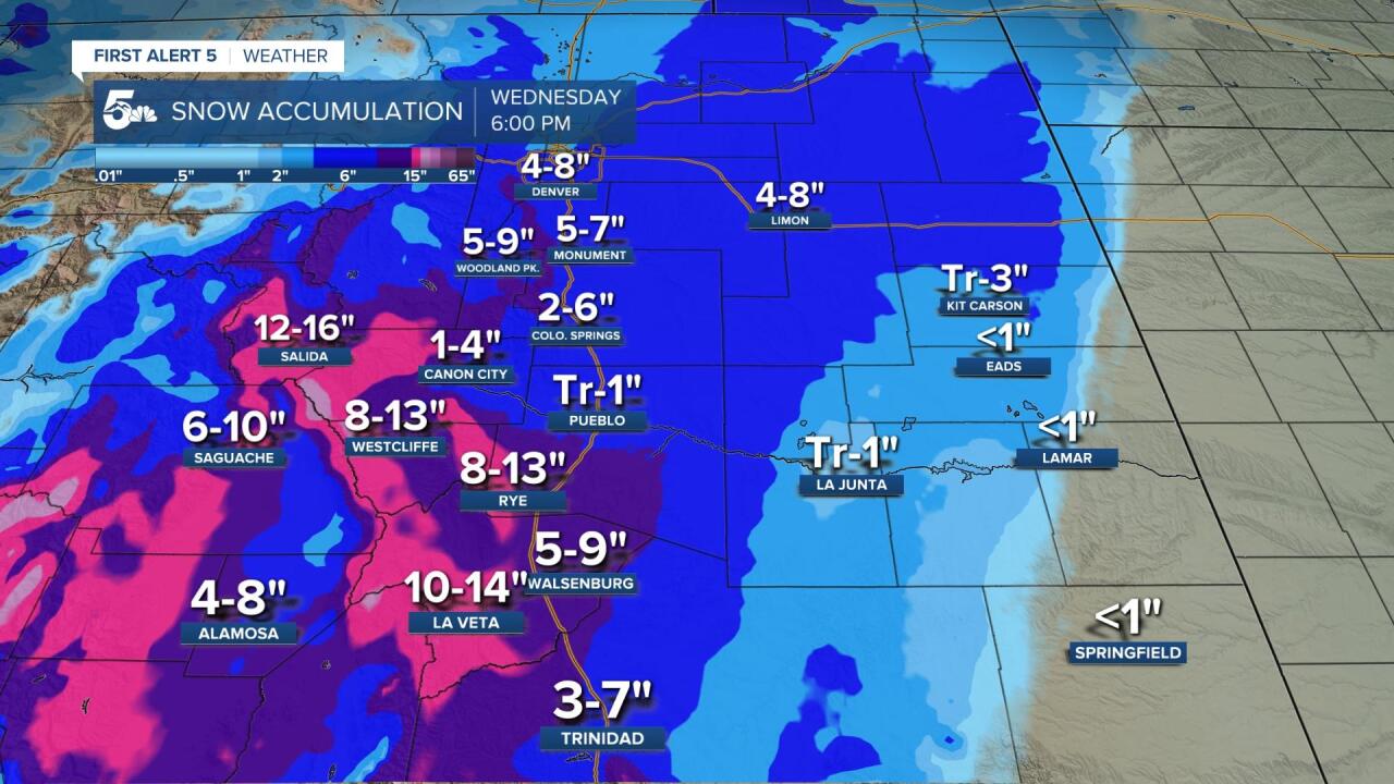 Southern Colorado snowfall forecast