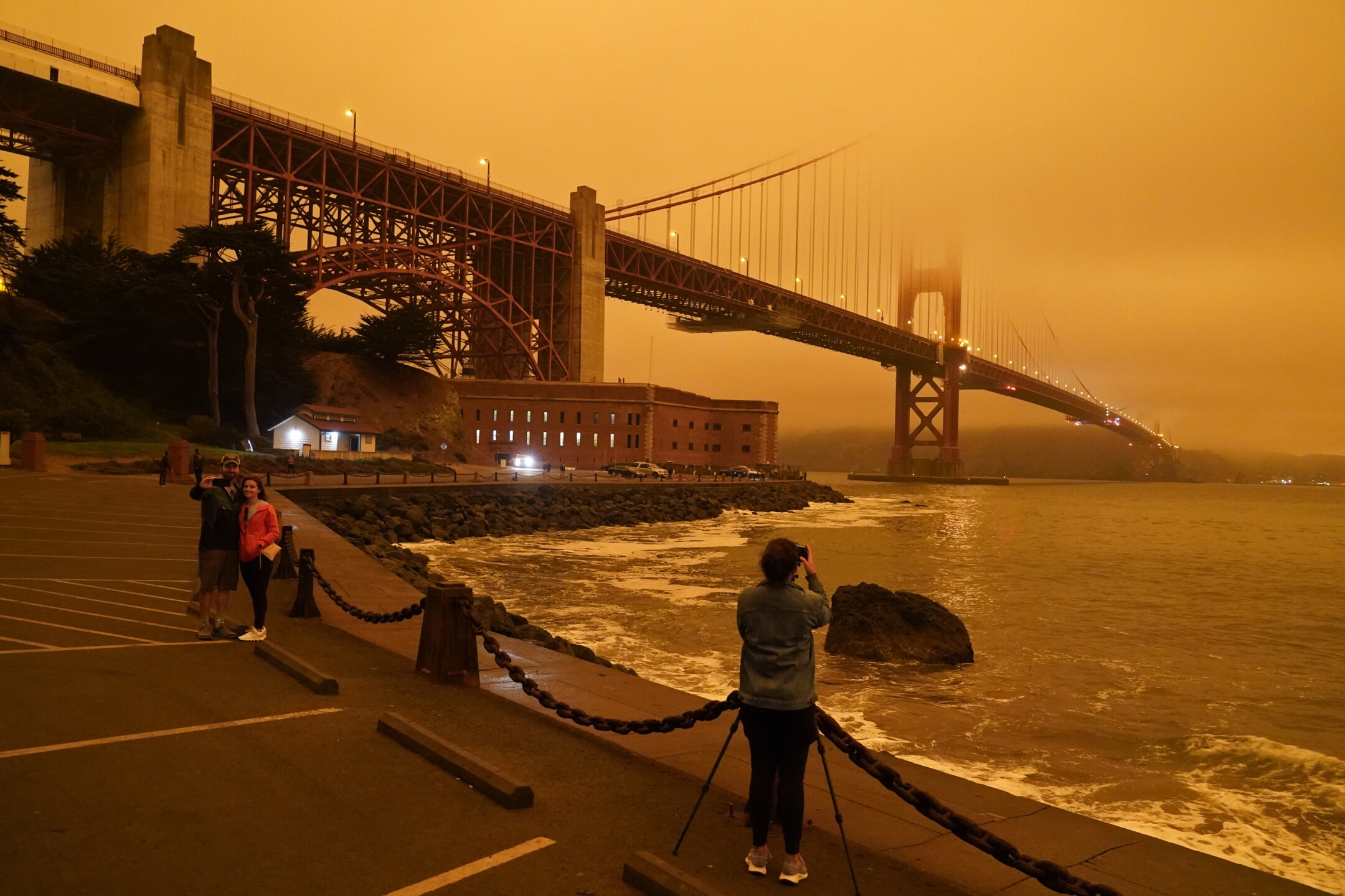 Smoke from California wildfires turned the San Francisco sky bright orange on Wednesday night