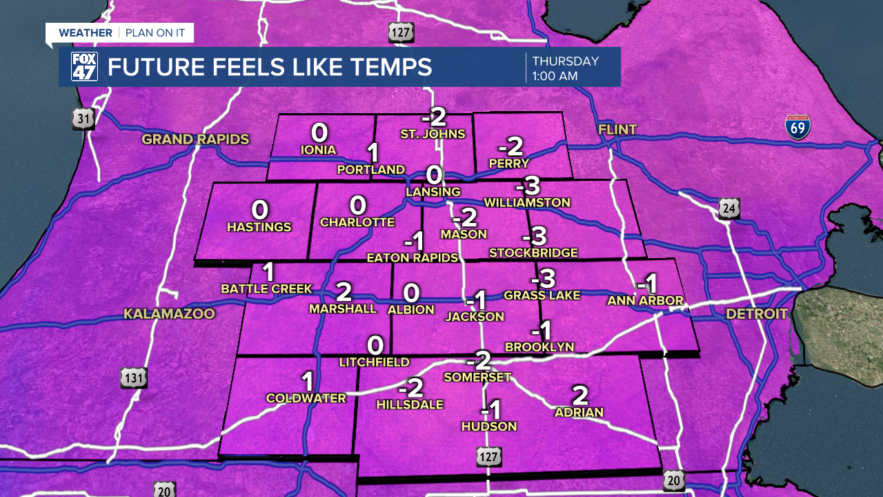 Feels like temperatures overnight drop below zero degrees across our neighborhoods