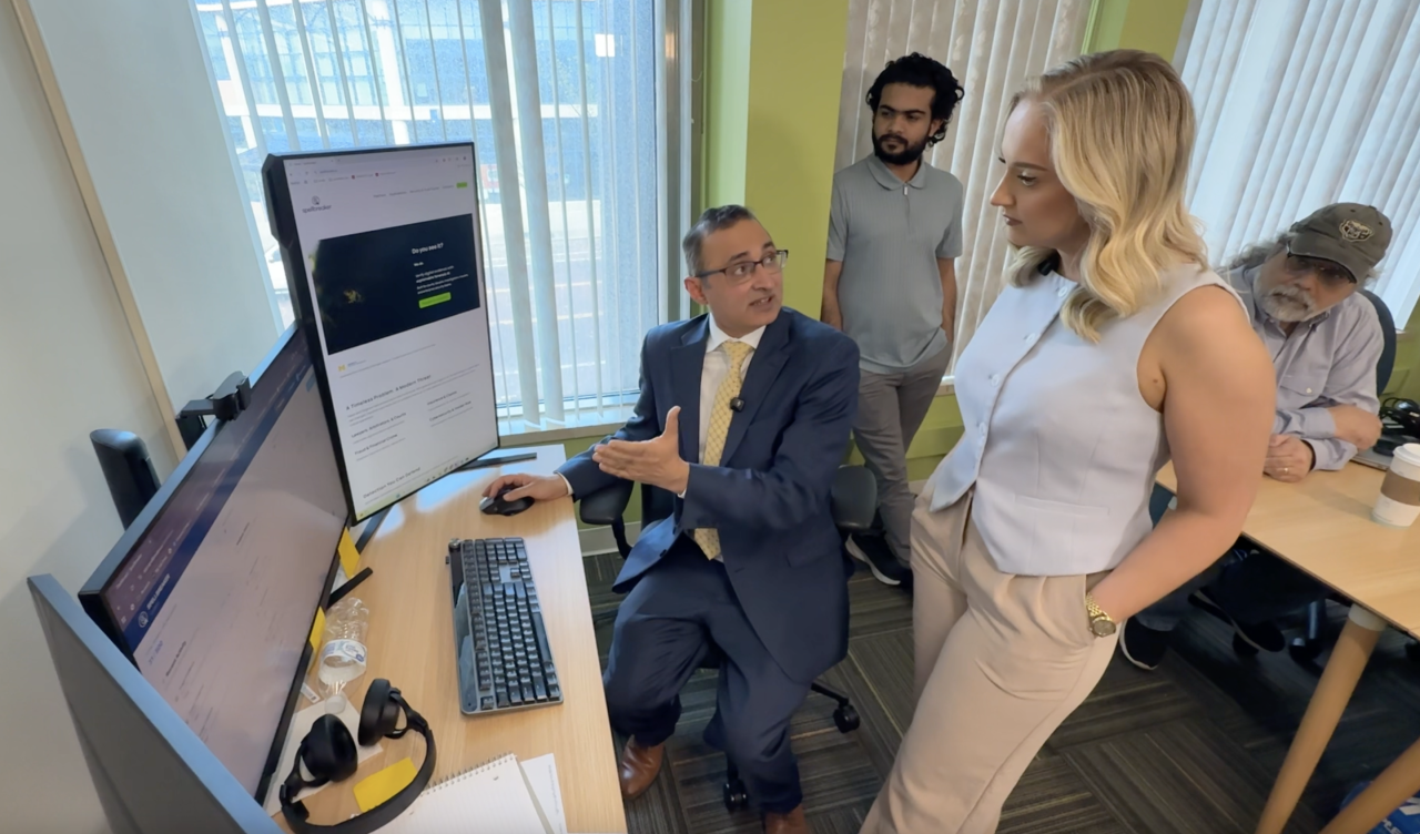 UM-Flint’s College of Innovation and Technology Professor, Khalid Malik, showing us examples of AI