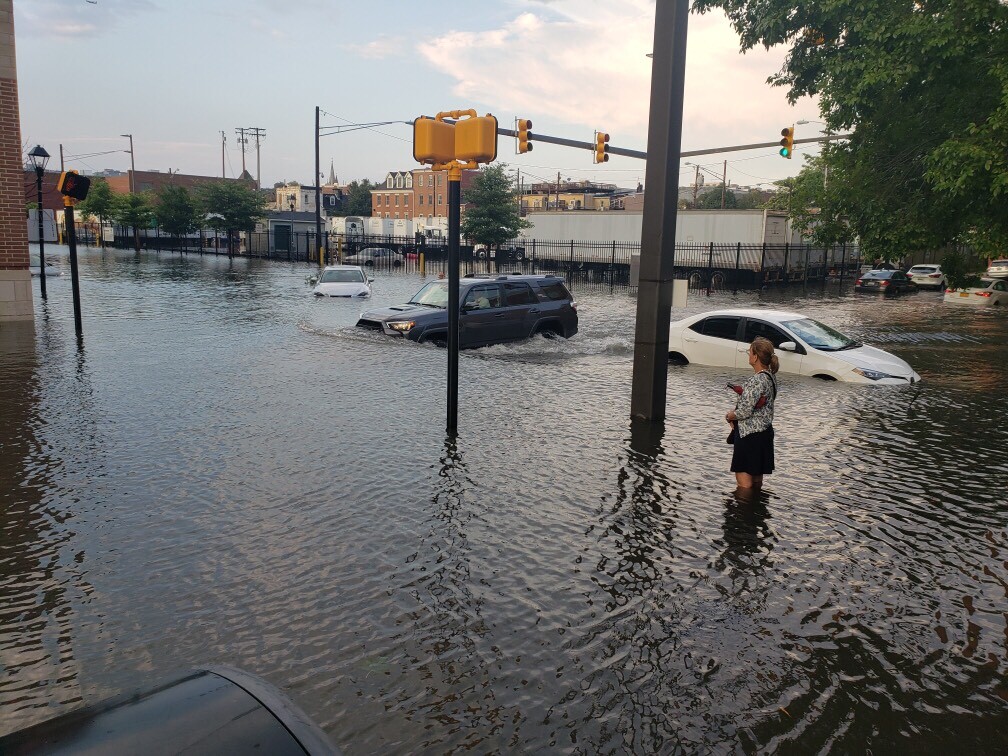 Storms sweep through the city of Baltimore Tuesday evening