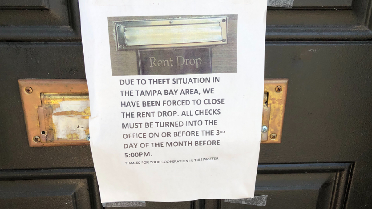 Thieves target rent drop boxes at Florida apartment complexes