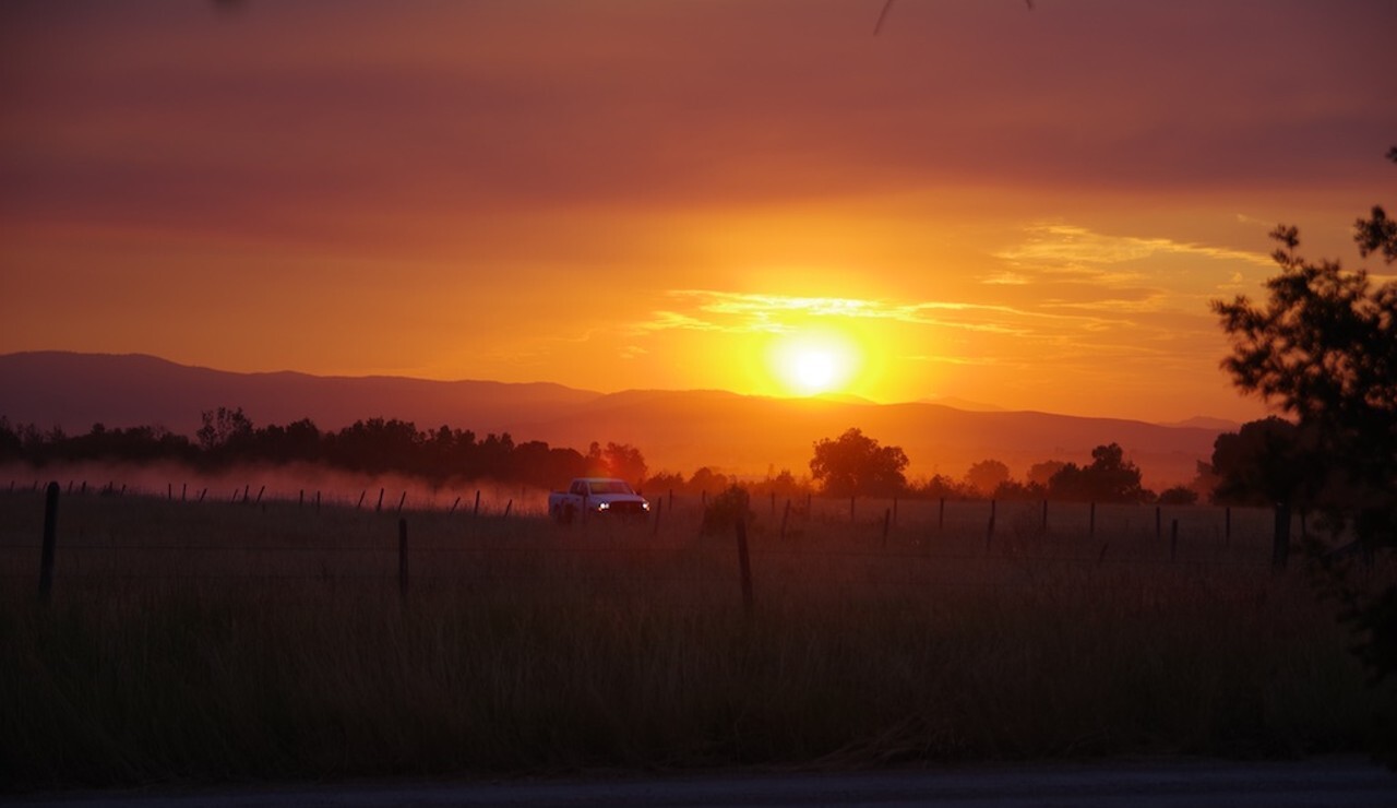 sunset during fire and smoke