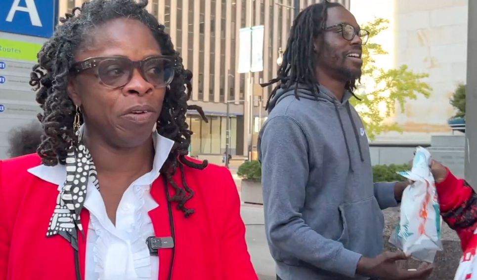 Iris Roley hired her two sons as subcontractors who work as community care monitors at the Government Square transit center and other sites.