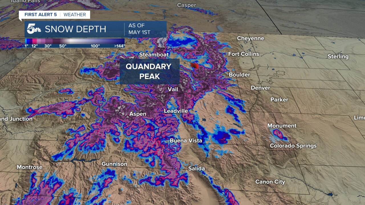 Even with an extremely below average snowpack, feet of snow still cover the high summits.