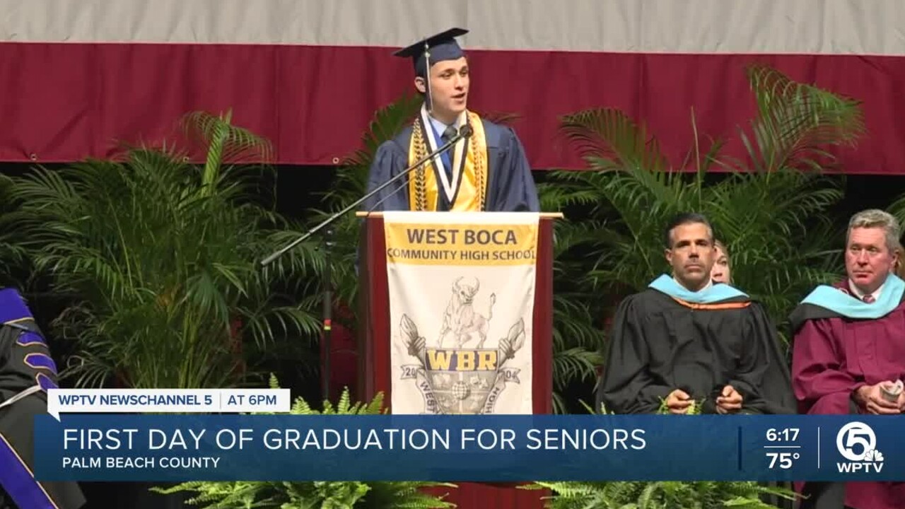 West Boca Raton Community High School valedictorian Alex Stone speaks to graduating students on May 16, 2022.jpg
