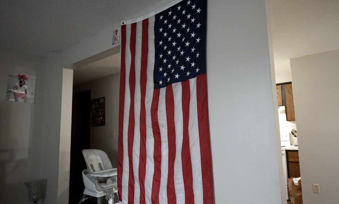 American flag in Omolybagbe Respect Eigbe's apartment