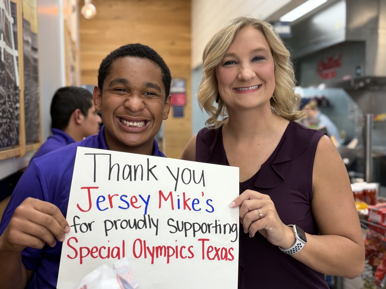 KRIS 6 Sports Director Larissa Liska with Aransas Pass junior athlete Jacob Martinez