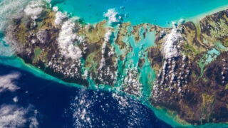 Aerial view of Bahama Andros Island.
