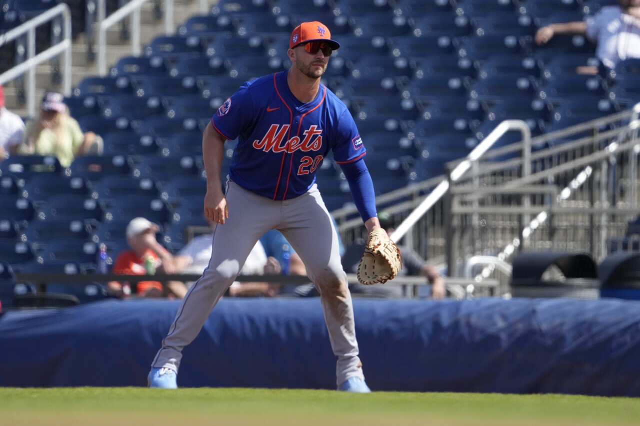 New York Mets first baseman Pete Alonso during spring training game in West Palm Beach, Feb. 26, 2024