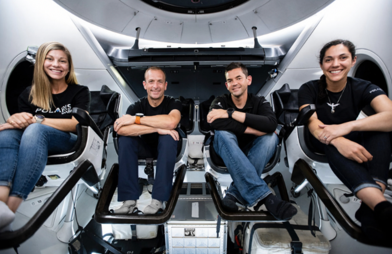 Sarah Gillis, Jared Isaacman, Anna Menon, and Scott Poteet