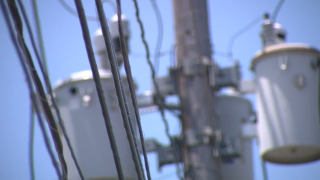 Power lines pole wires