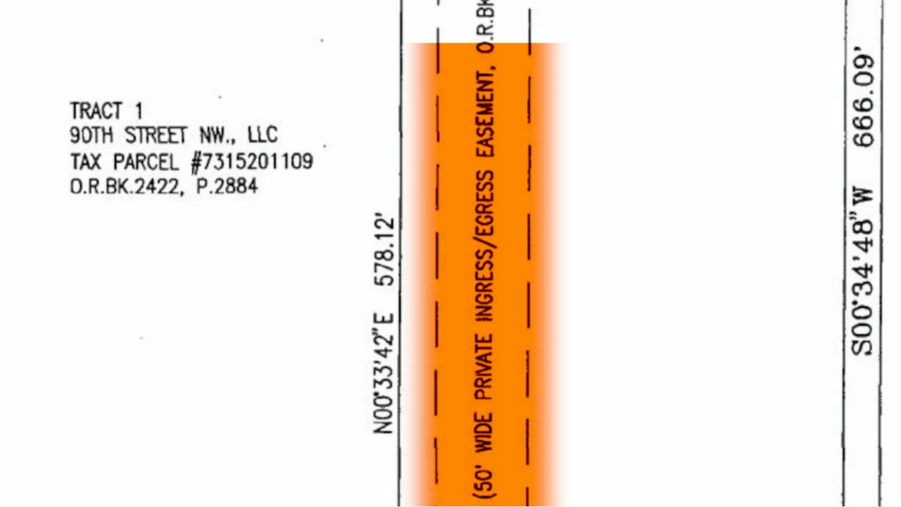 Property records show 50-foot easement to access mound courtesy Manatee County property records.png