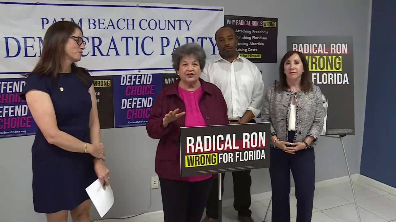 Florida Democrats hold news conference in Palm Beach County to criticize policies of Gov. Ron DeSantis