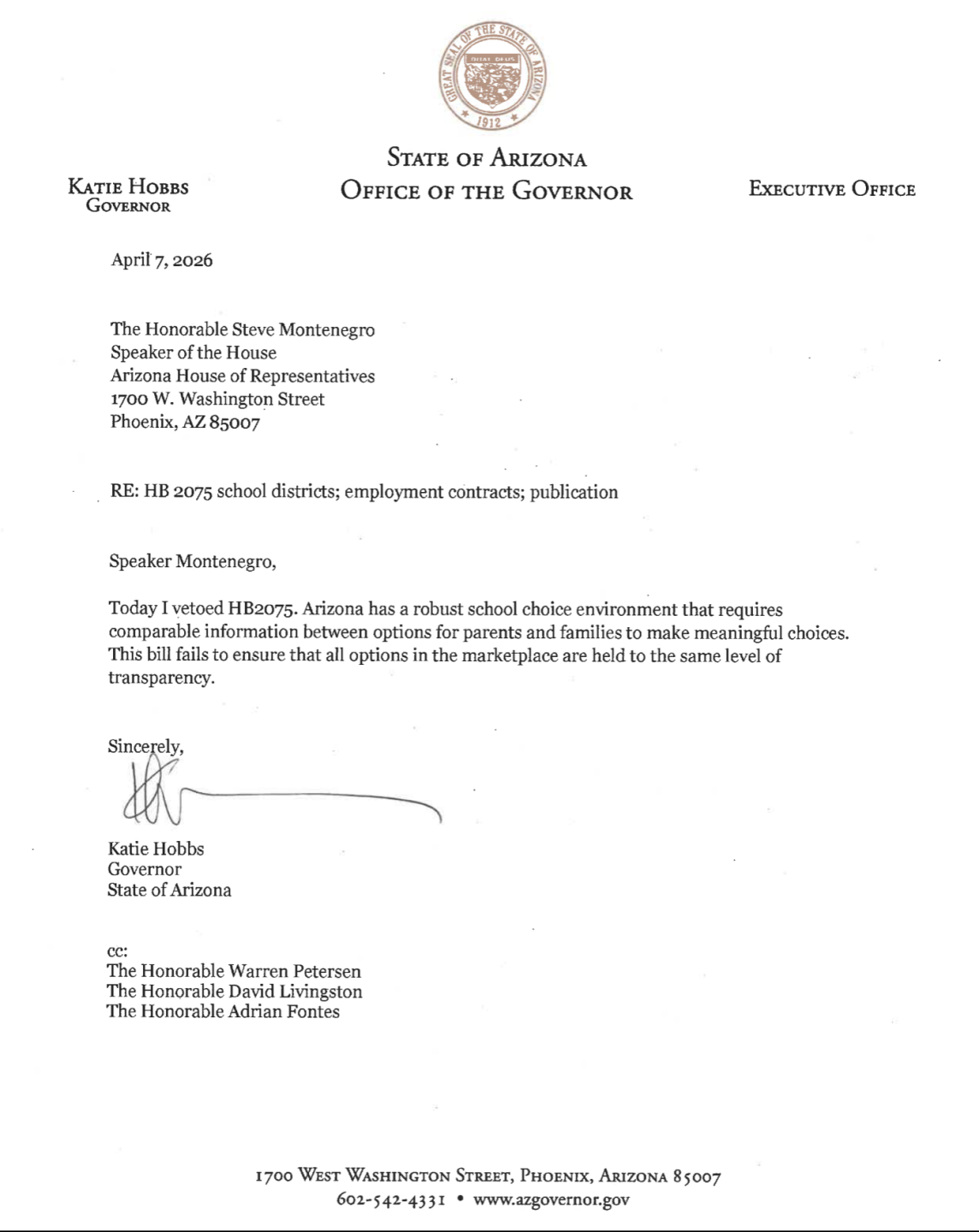 Hobbs letter veto superintendent salary