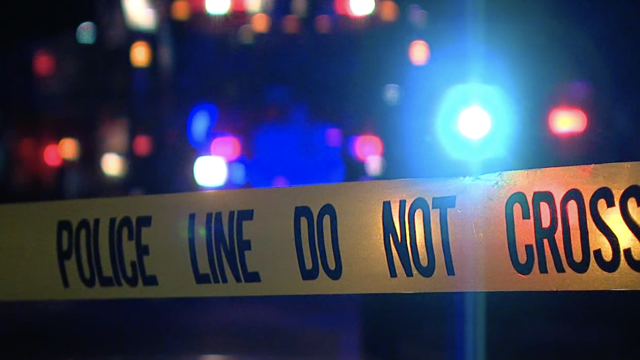 Police line and flashing lights