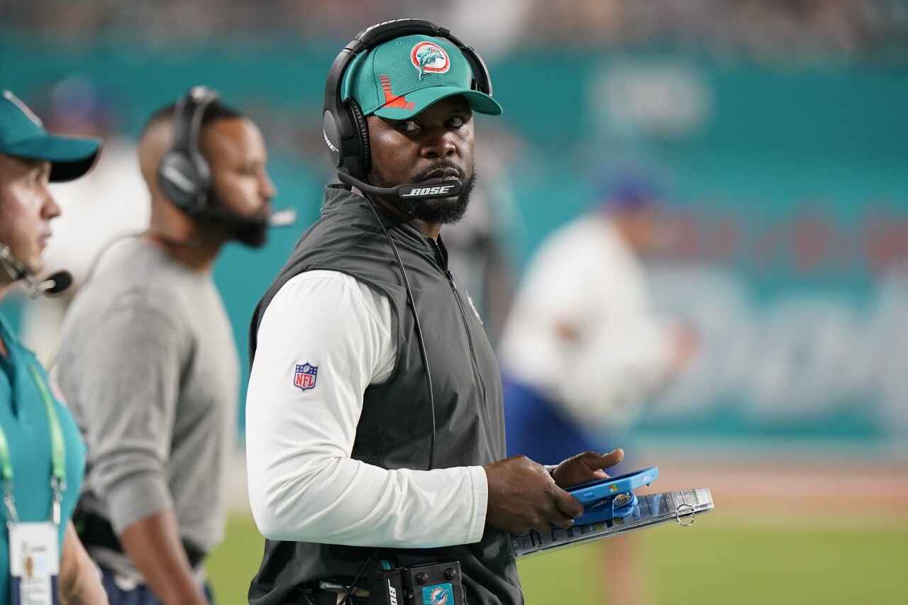 Miami Dolphins head coach Brian Flores during game vs. New England Patriots, Jan. 9, 2022