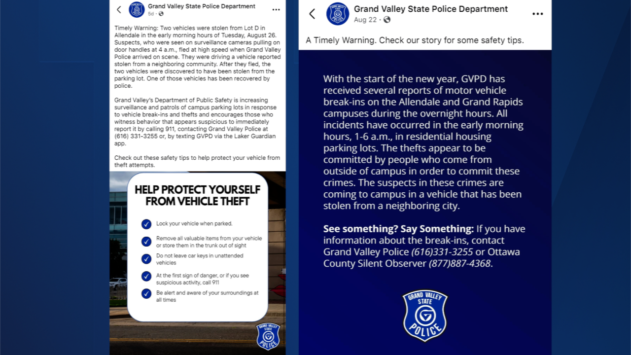 Recent Facebook posts from Grand Valley Police
