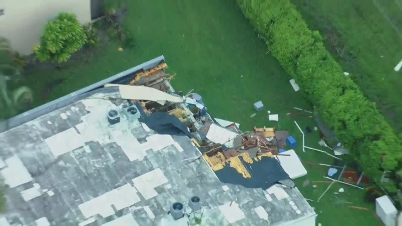 Roof of building partially removed at Kings Point, Sept. 28, 2022
