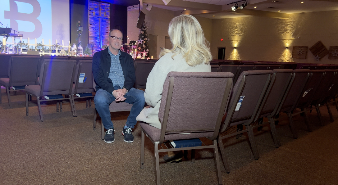 Pastor Bradley Trask inside Brighton Assembly of God