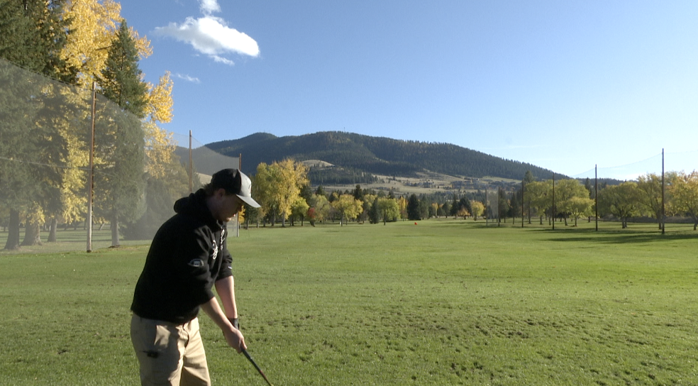 Payden Keyes at the UM driving range, Missoula Mt.