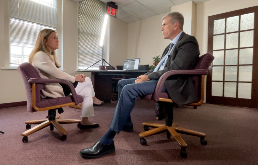 Bill Gallagher and his client, Eric Michael Schuster via Zoom, met with WCPO's Paula Christian on Sept. 20.