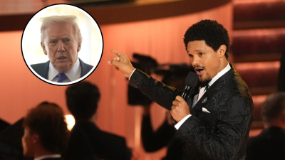 A combination photo of President Donald Trump and Trevor Noah.