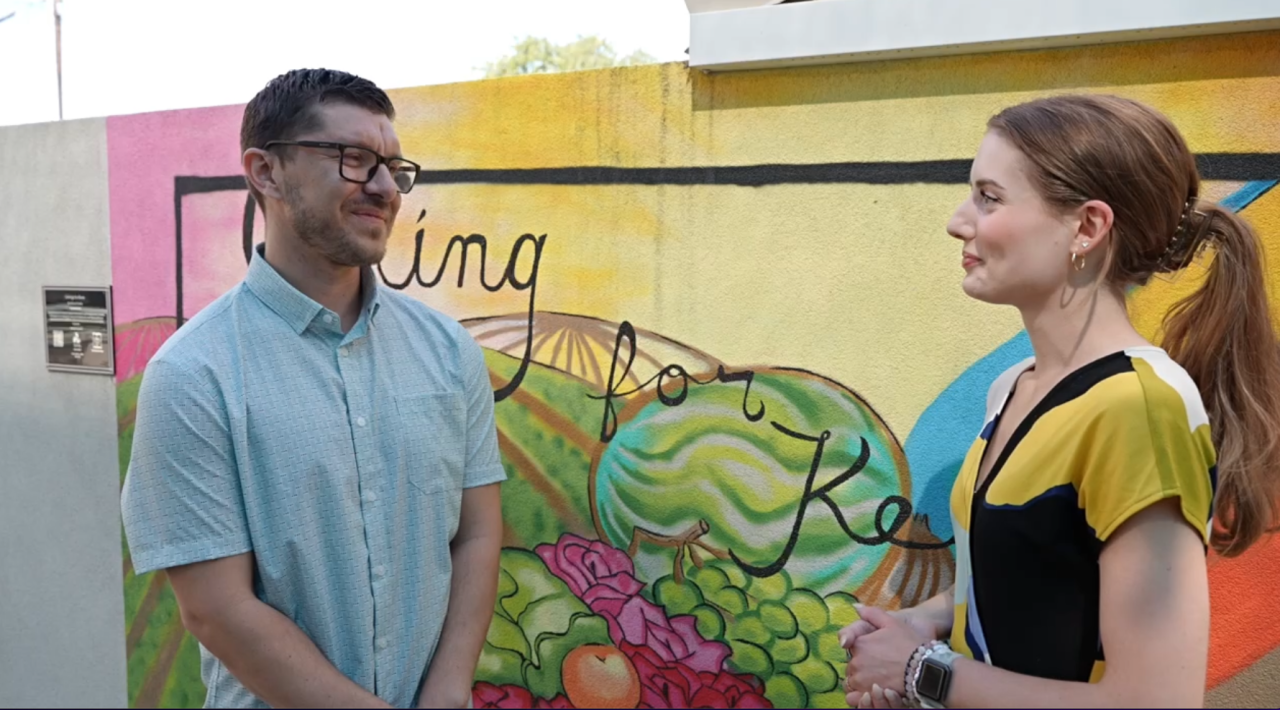 Bakersfield Neighborhood News Reporter Grace Laverriere interviewing Lou Groce, public information officer at Kern Behavioral Health.