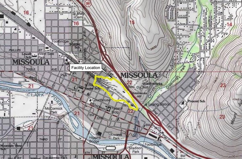 Burlington Northern Facility Missoula facility location map