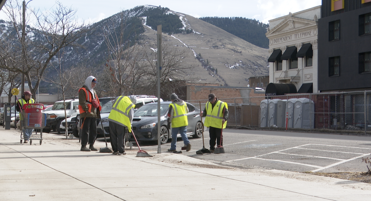 Missoula's Clean Team working along Main Street