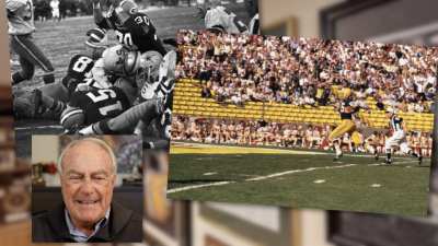 Photographer John Biever and some of the pictures he's photographed at NFL games over the years.