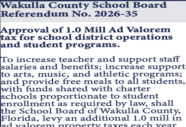Sample Ballot of the WCS 2026 referendum vote
