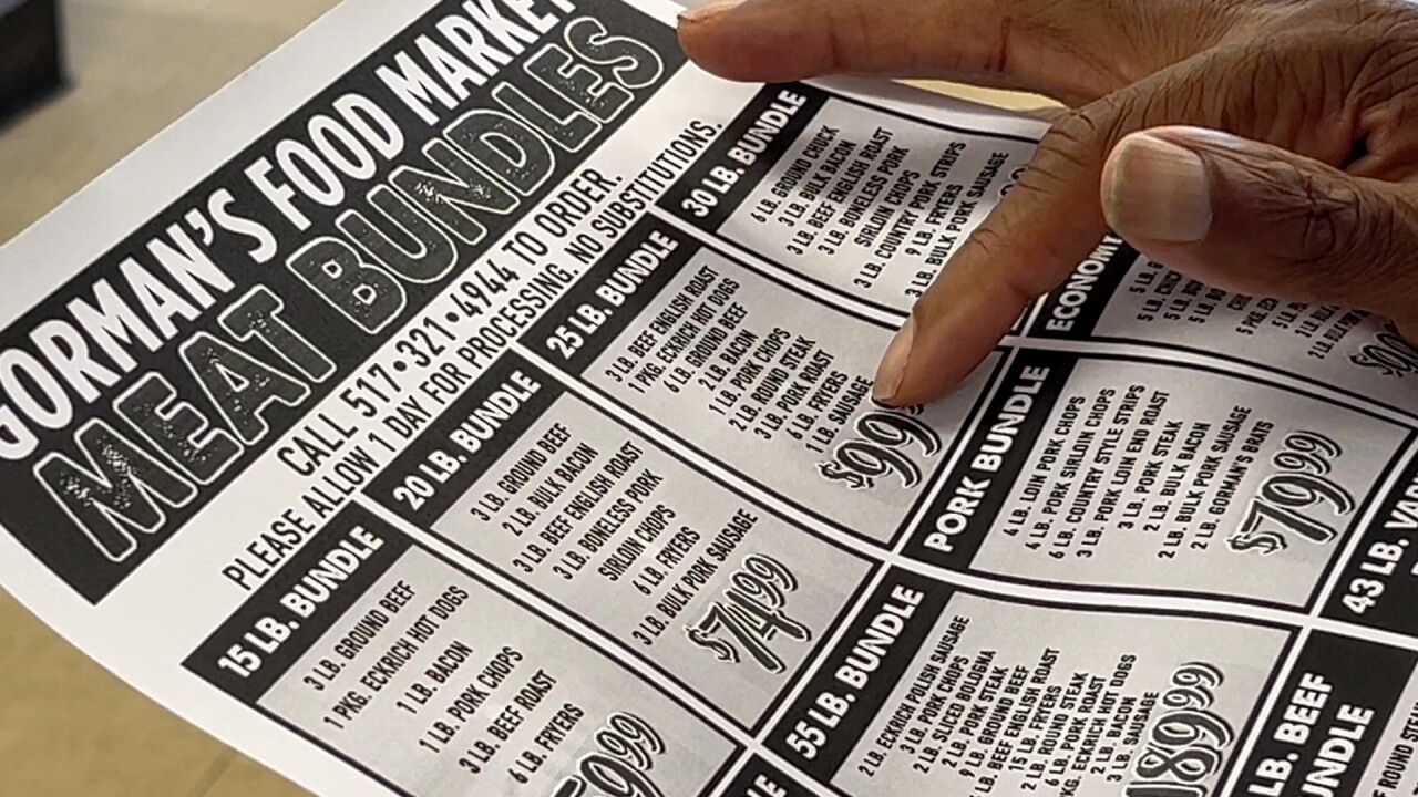 July 4th Meat Bundle sale flier at Gorman's Food Market in Lansing