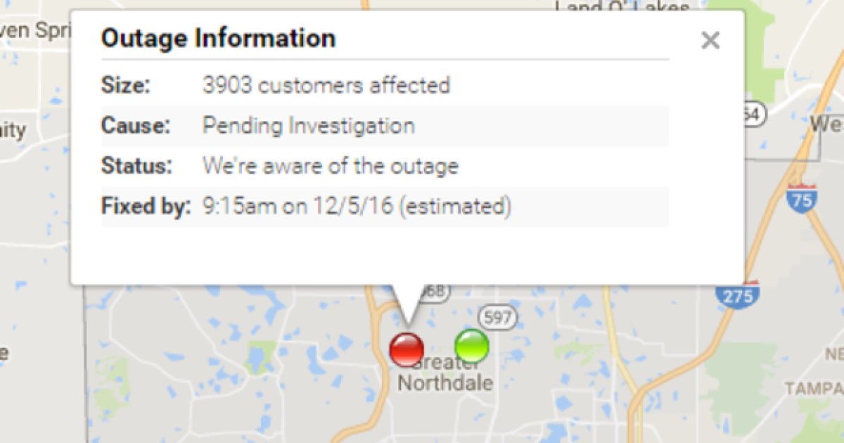 Power restored in Lutz after transformer blows