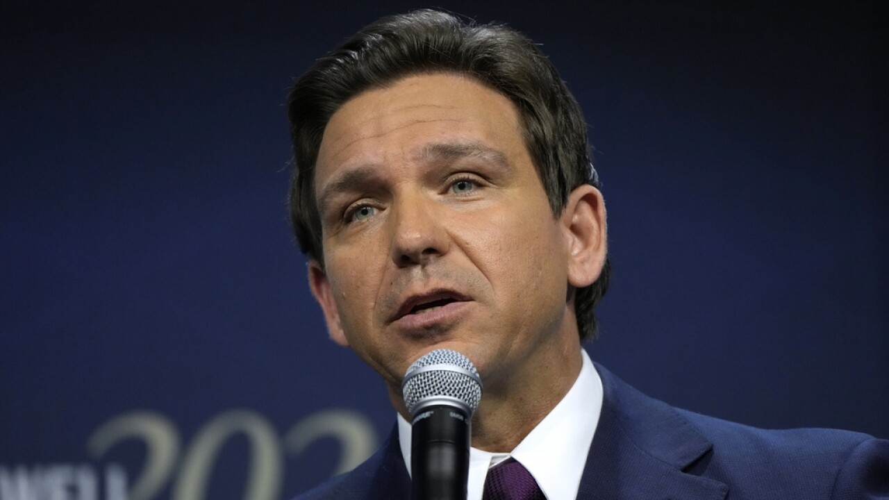 Republican presidential candidate Florida Gov. Ron DeSantis speaks during the Family Leadership Summit.