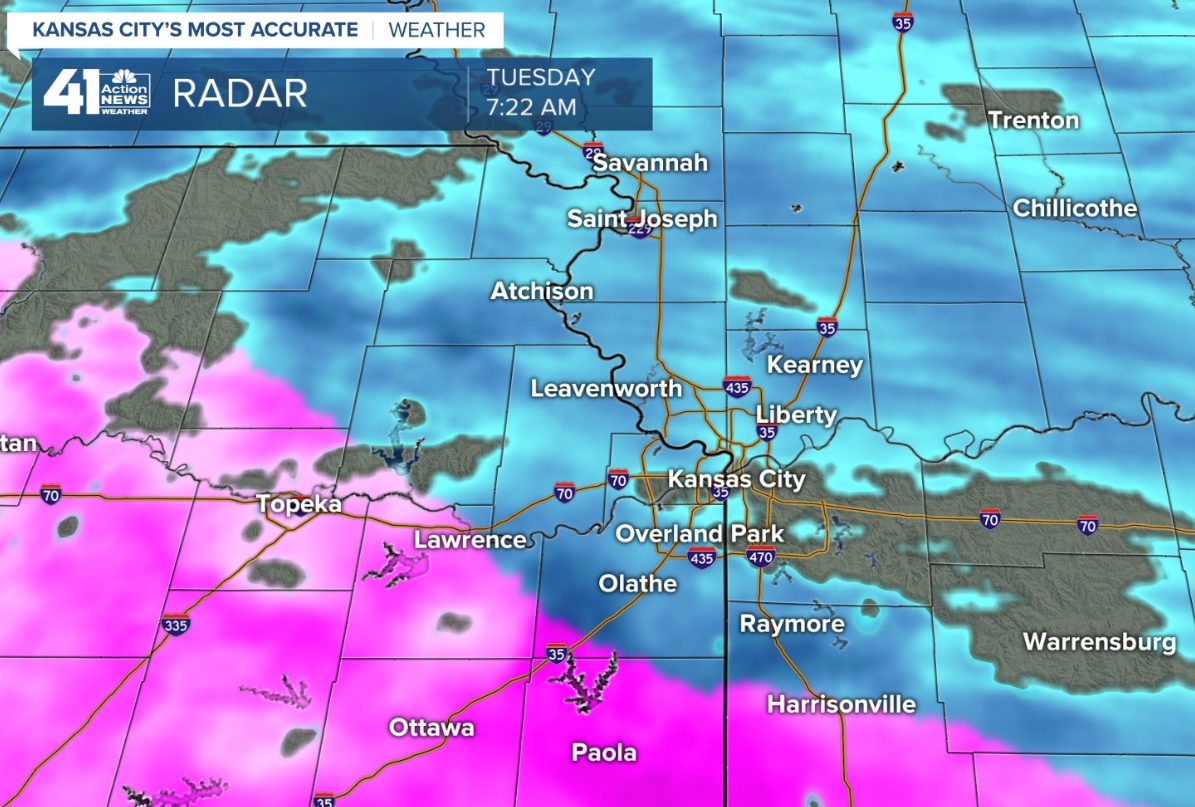 7:22 AM Radar Showing The Mixture & Snow