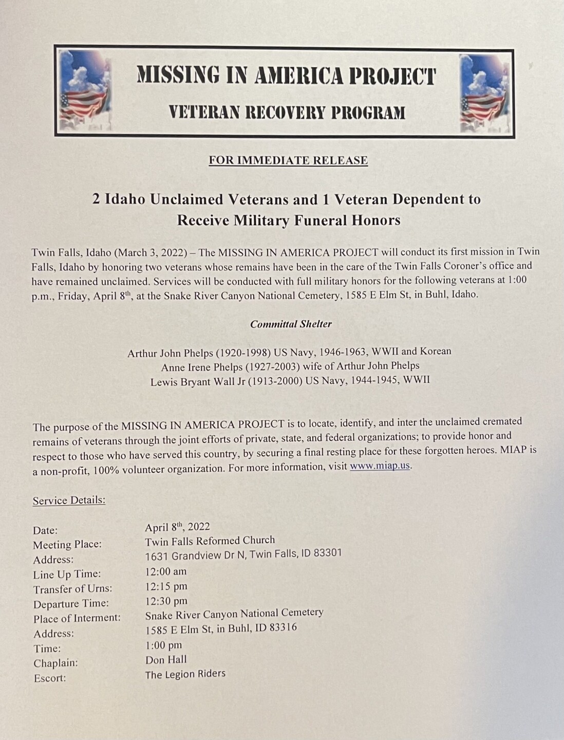 Missing in America Project