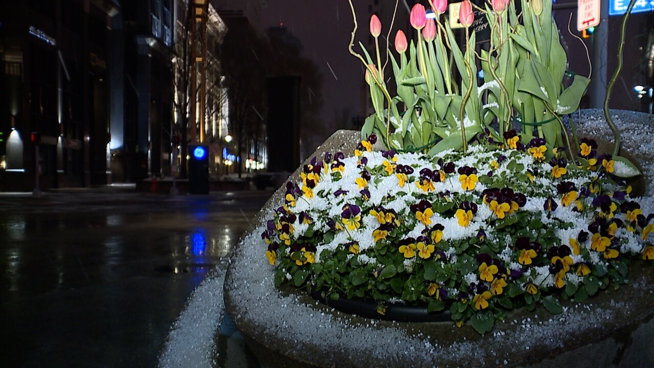 April snow showers at Playhouse Square.