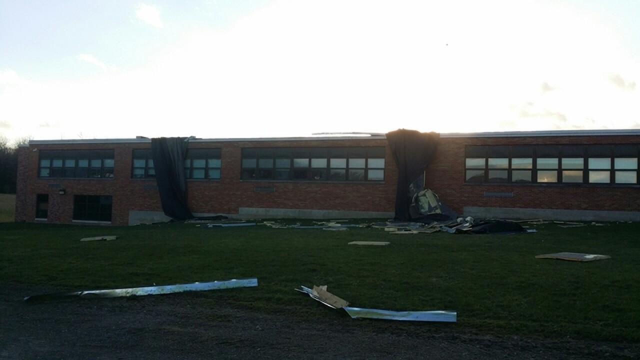 Wind rips roof off Cassadaga school